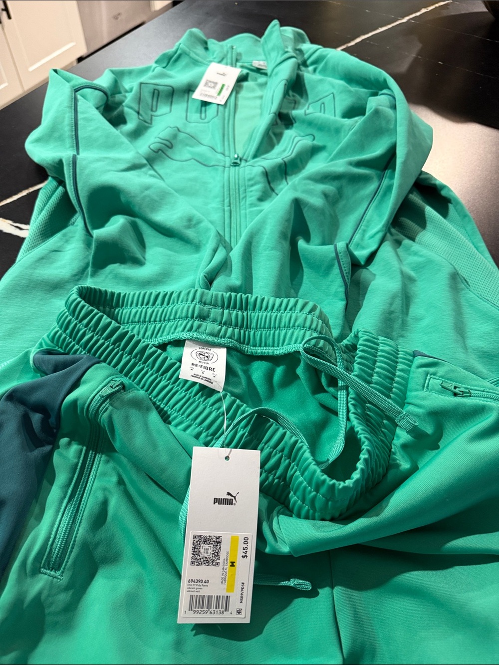 Puma Mint Green Full-Zip Jacket and Joggers Set